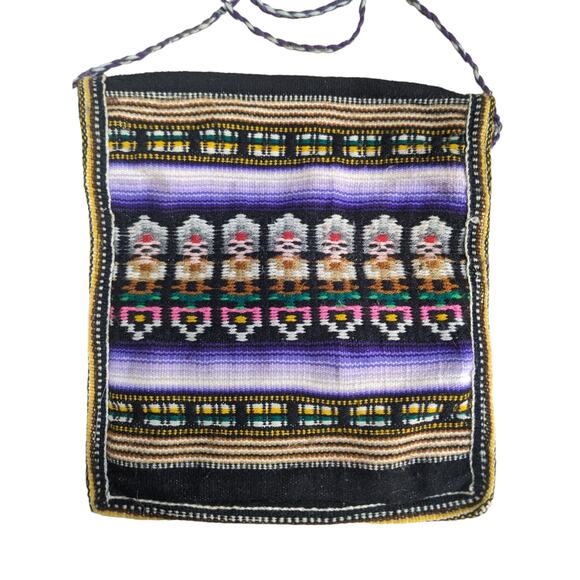 Woven Folk Peruvian Alpaca Wool Purple Ombre Crossbody Purse - Picture 2 of 4